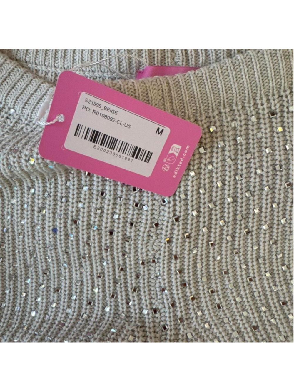 Edikted Mackenzie Rhinestone Knit Shorts - Picture 3 of 4